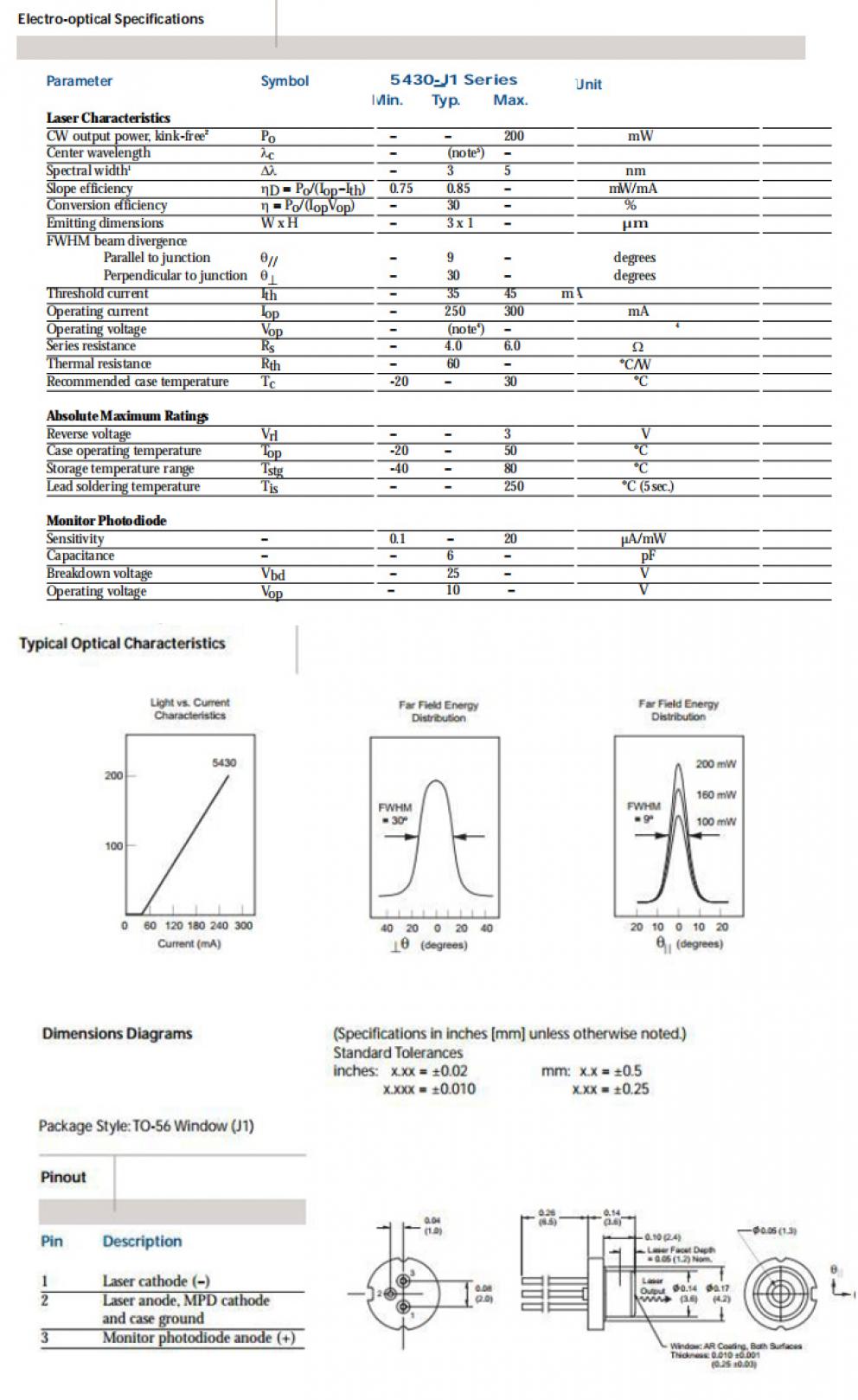 Diodo láser 830nm 200mW